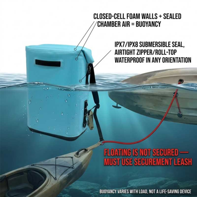 Beg Belakang Kayak Cooler: Kalis Air, Apung dan Sedia Dek Beg Belakang Kayak Cooler: Kalis Air, Apung dan Sedia Dek