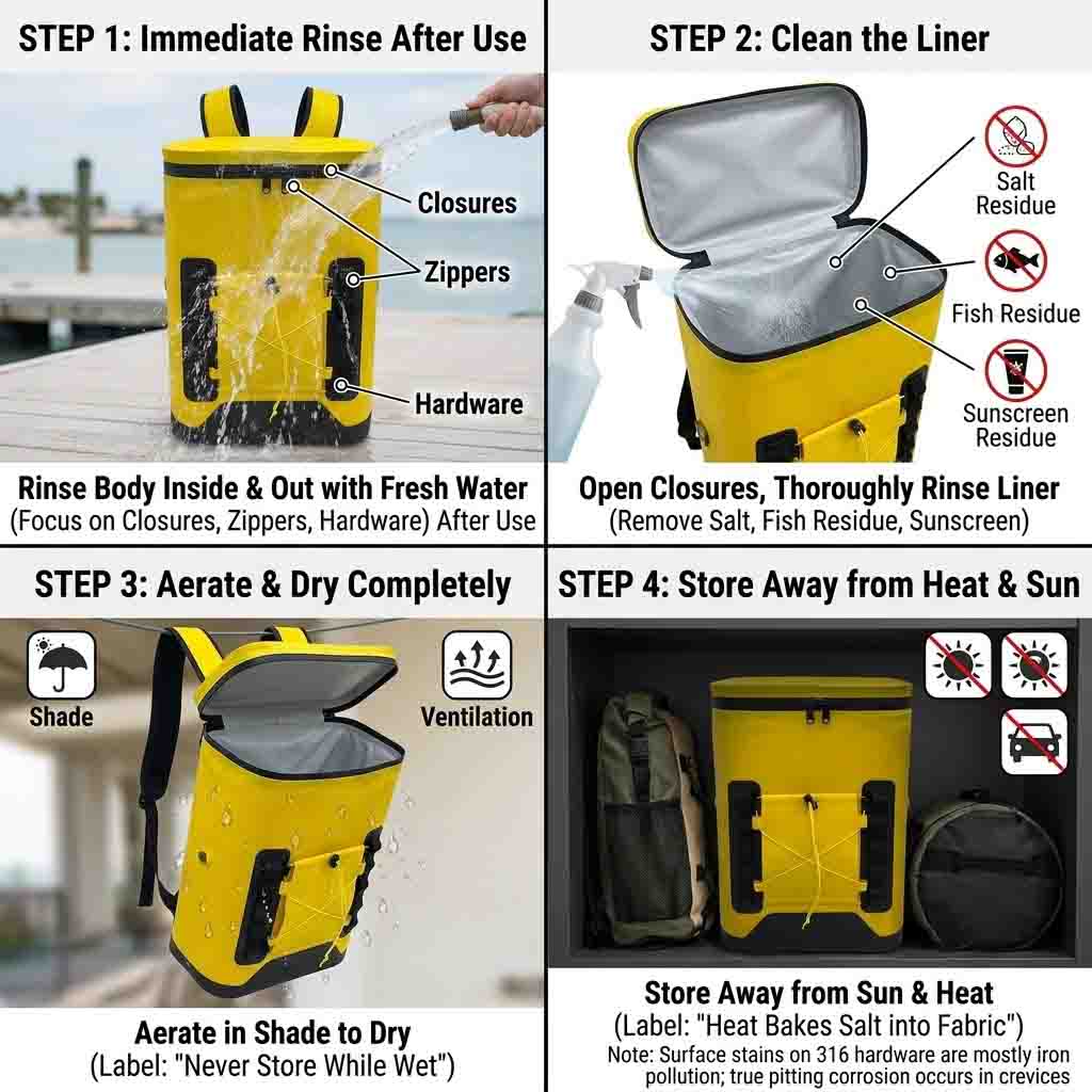 Beg galas Penyejuk Laut: Bahan & Perkakasan Gred Air Masin