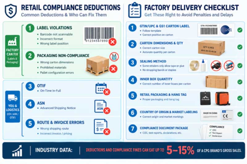 retail chargeback categories and which labelling and packaging requirements a cooler bag factory can satisfy at source